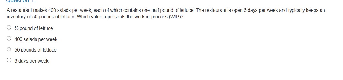 A restaurant makes 4 0 0 salads per week, each of