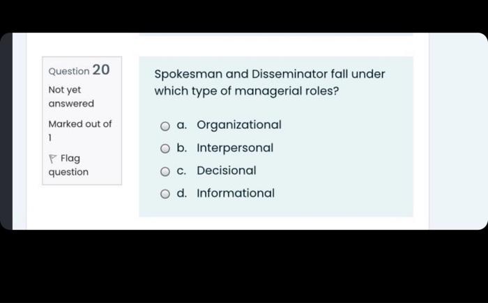Spokesman and Disseminator fall under which type