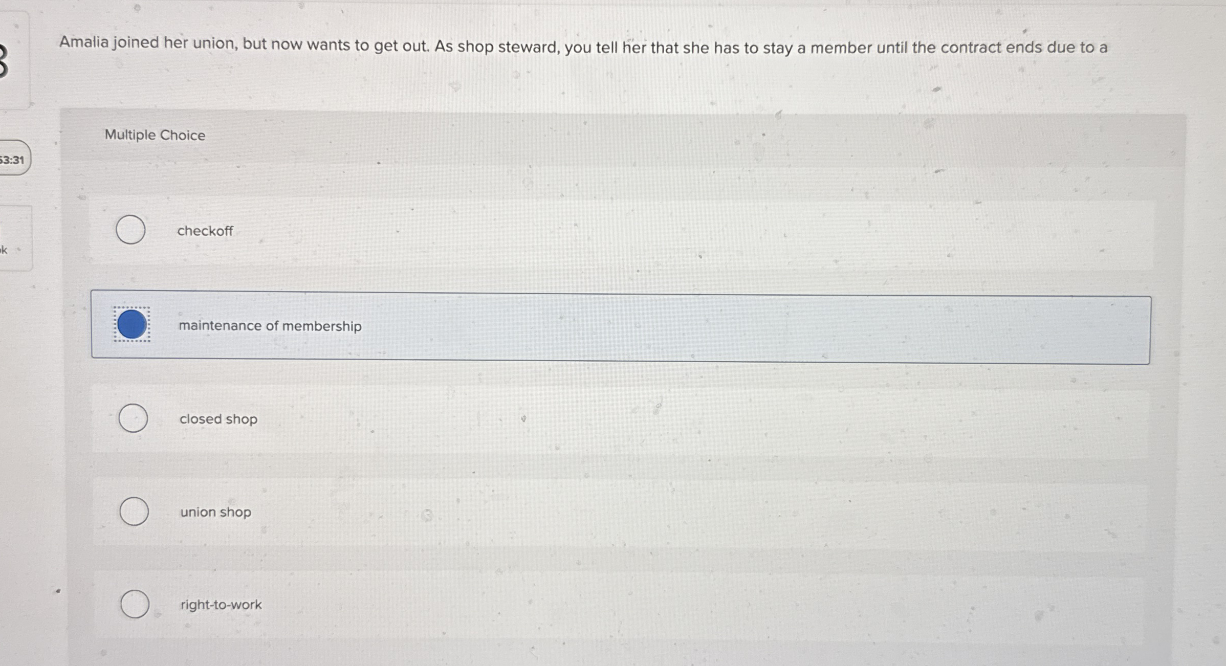 Amalia joined her union, but now wants to get