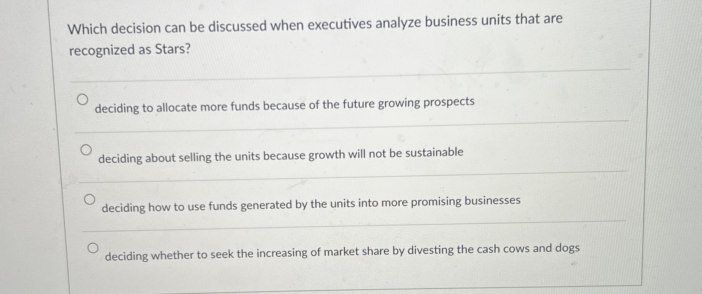 Which decision can be discussed when executives