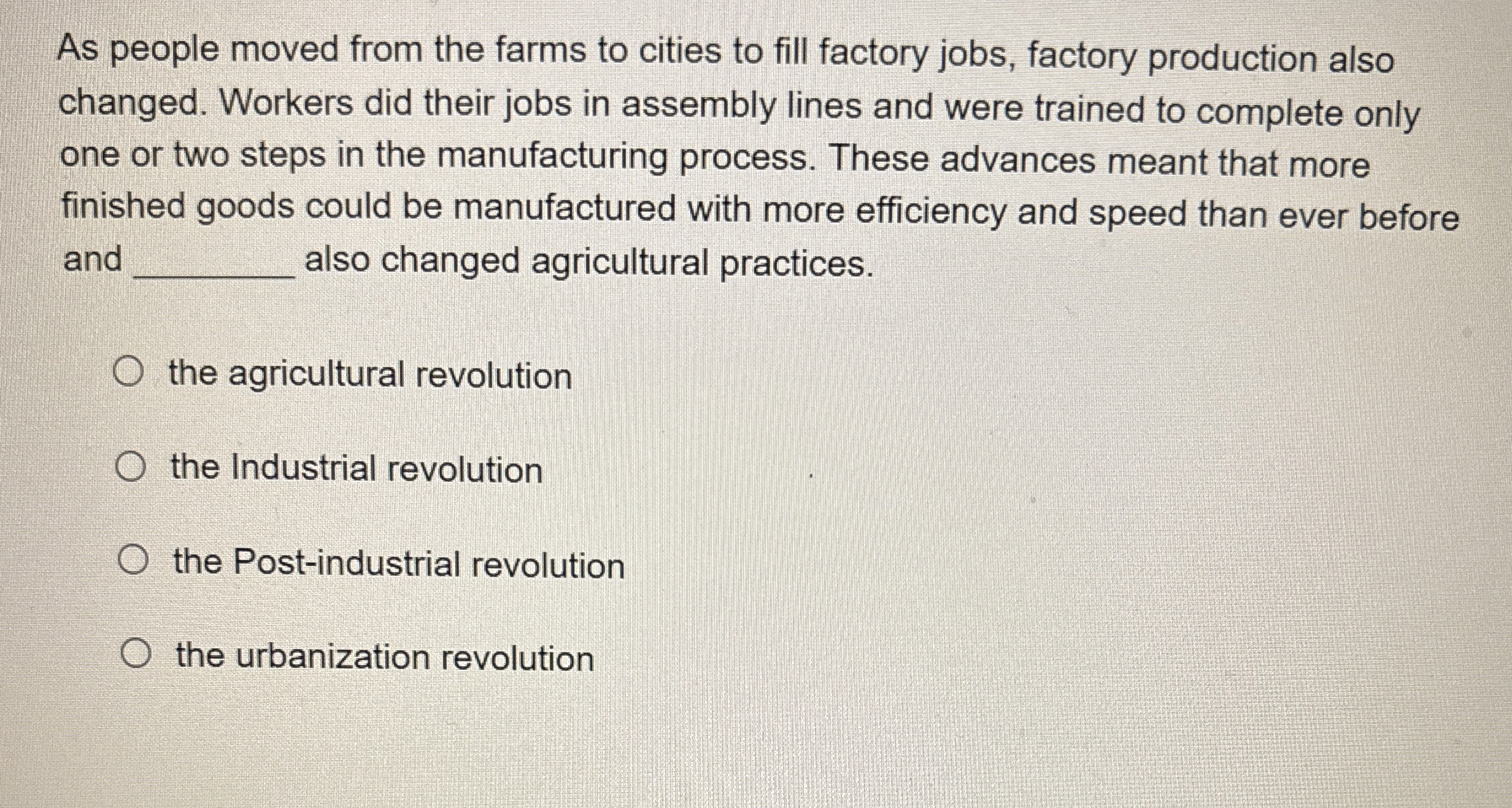 As people moved from the farms to cities to fill
