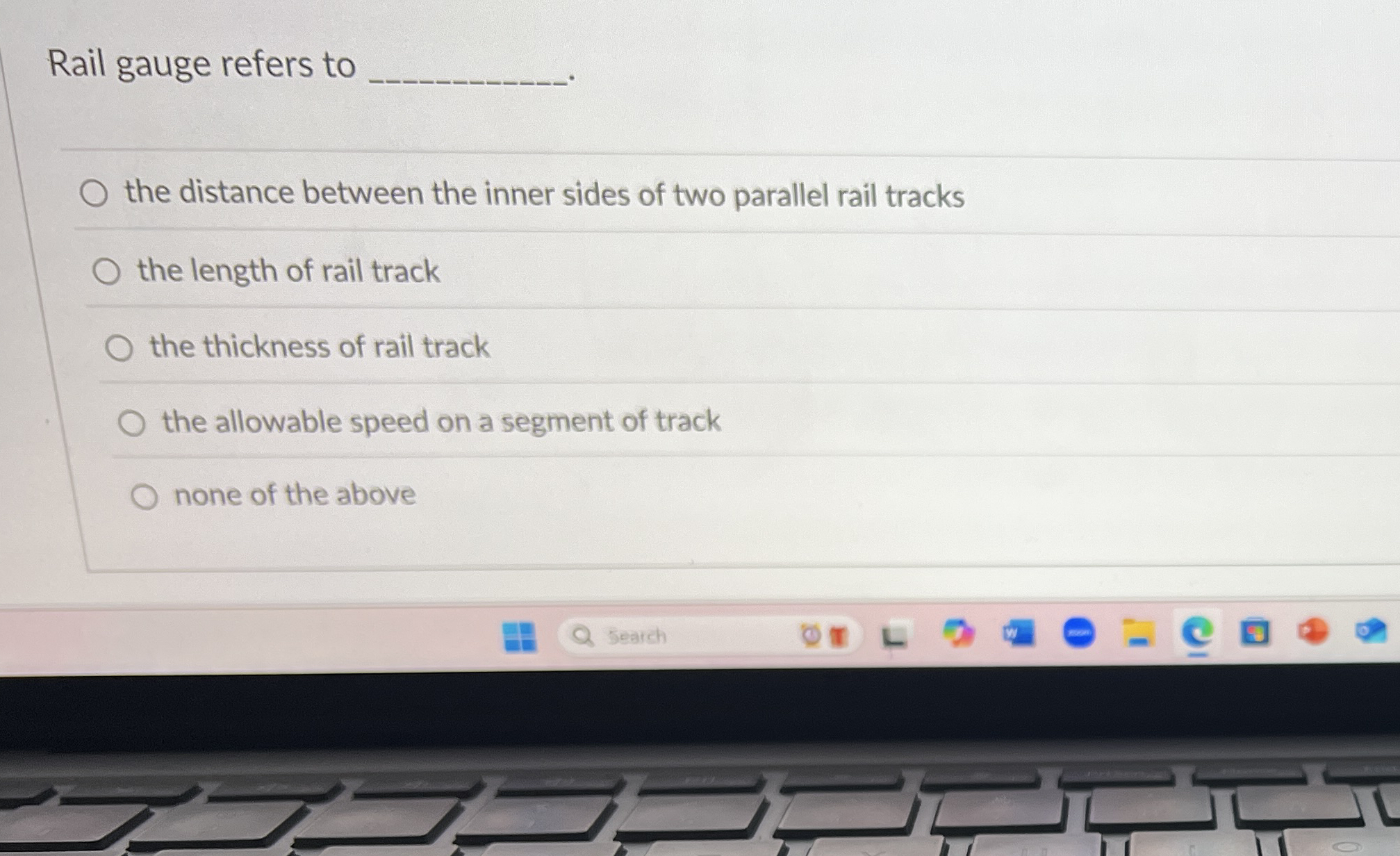 Rail gauge refers to the distance between the