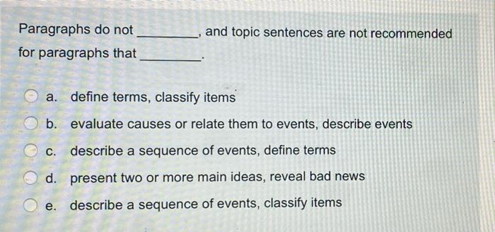 and topic sentences are not recommended