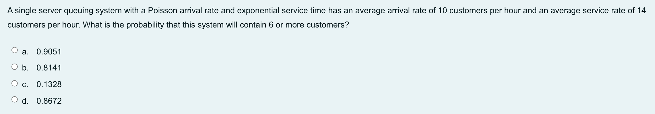 A single server queuing system with a Poisson