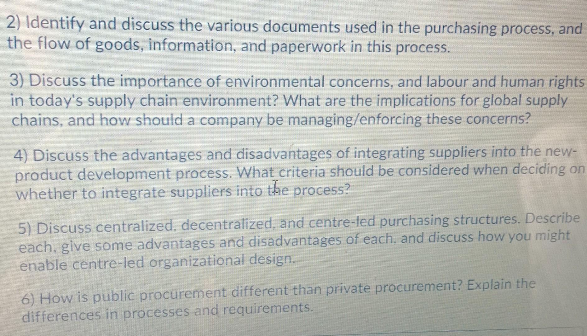 answer any 3 2) Identify and discuss the various