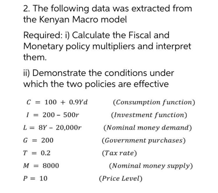 2. The following data was extracted from the