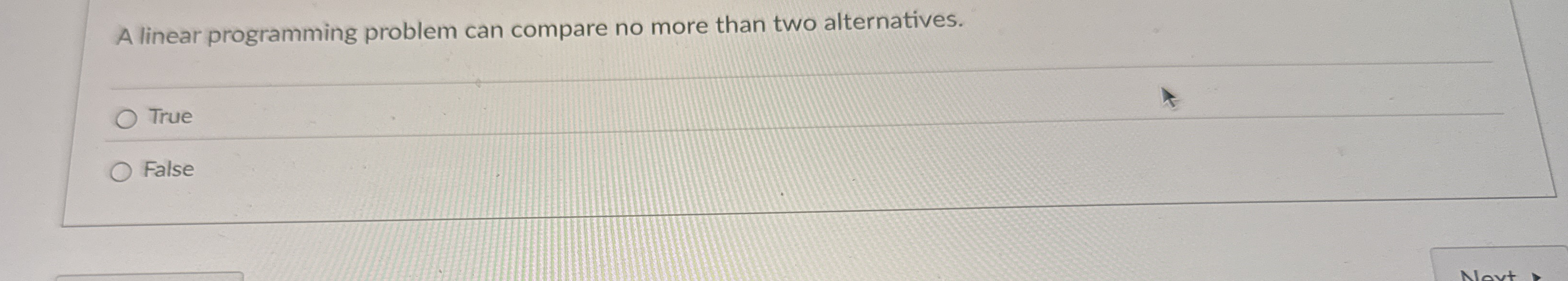 A linear programming problem can compare no more