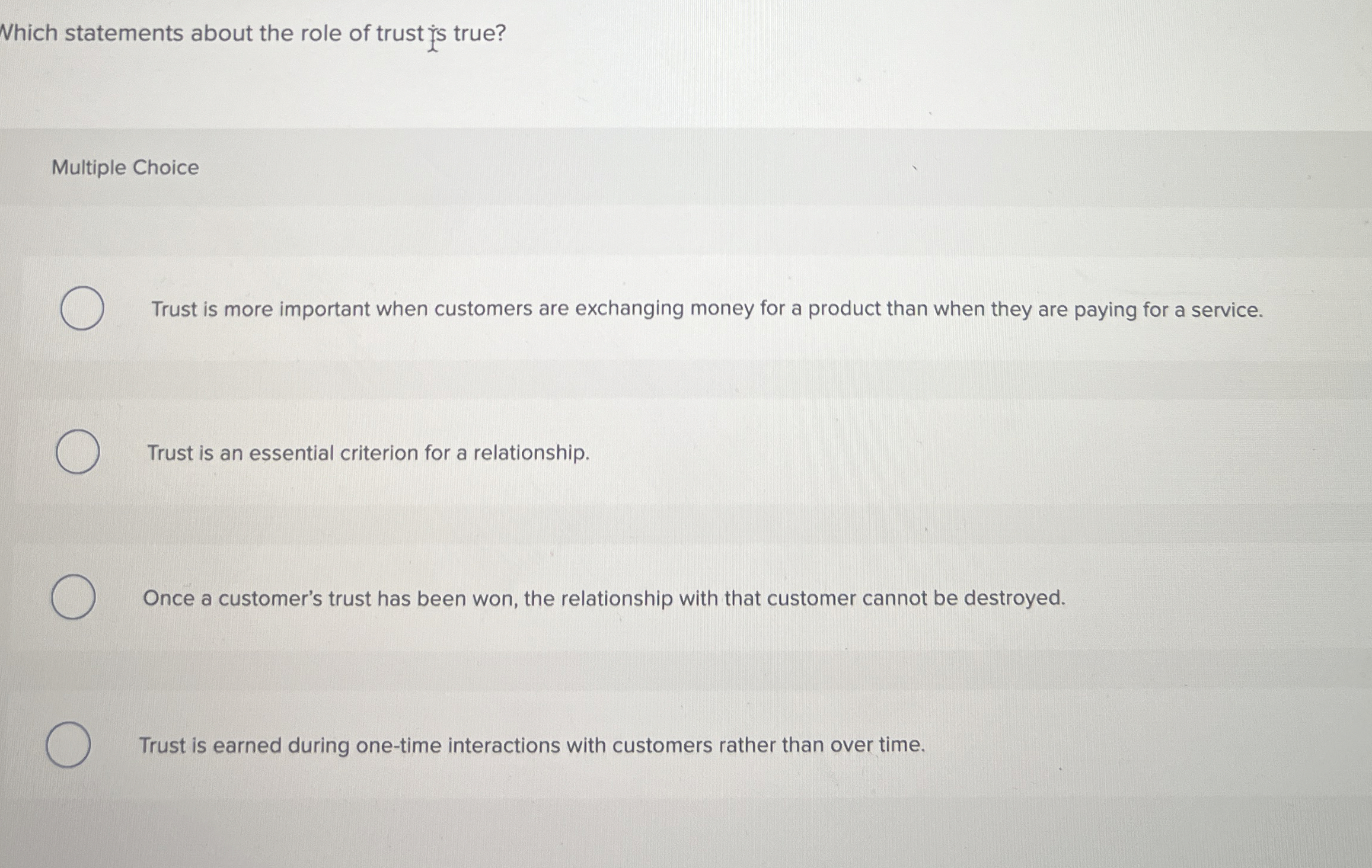 Multiple Choice Trust is more important when