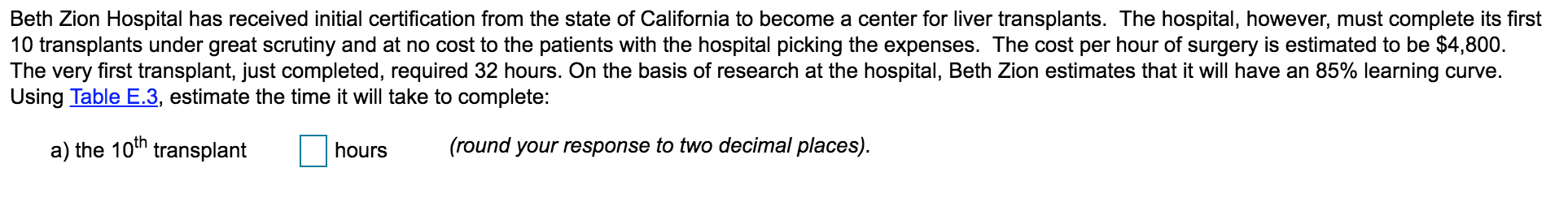 Next question Beth Zion Hospital has received