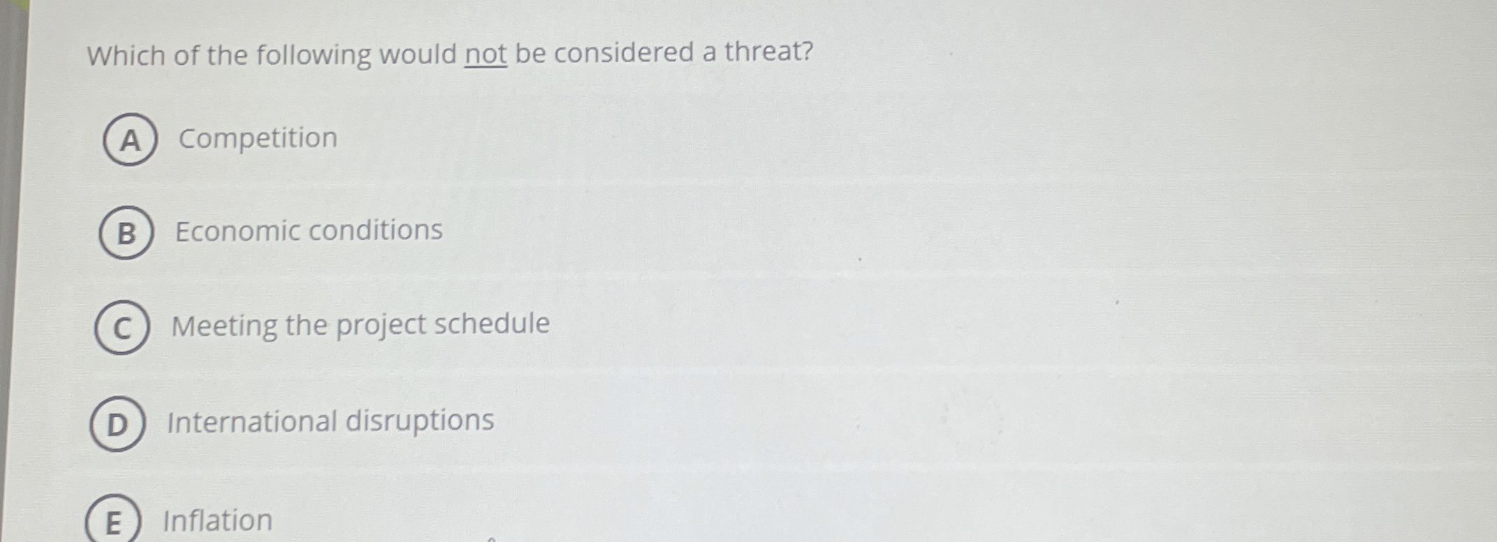 Which of the following would not be considered a