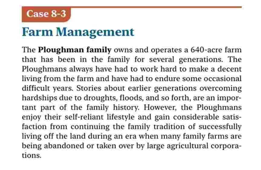 Farm Management The Ploughman family owns and
