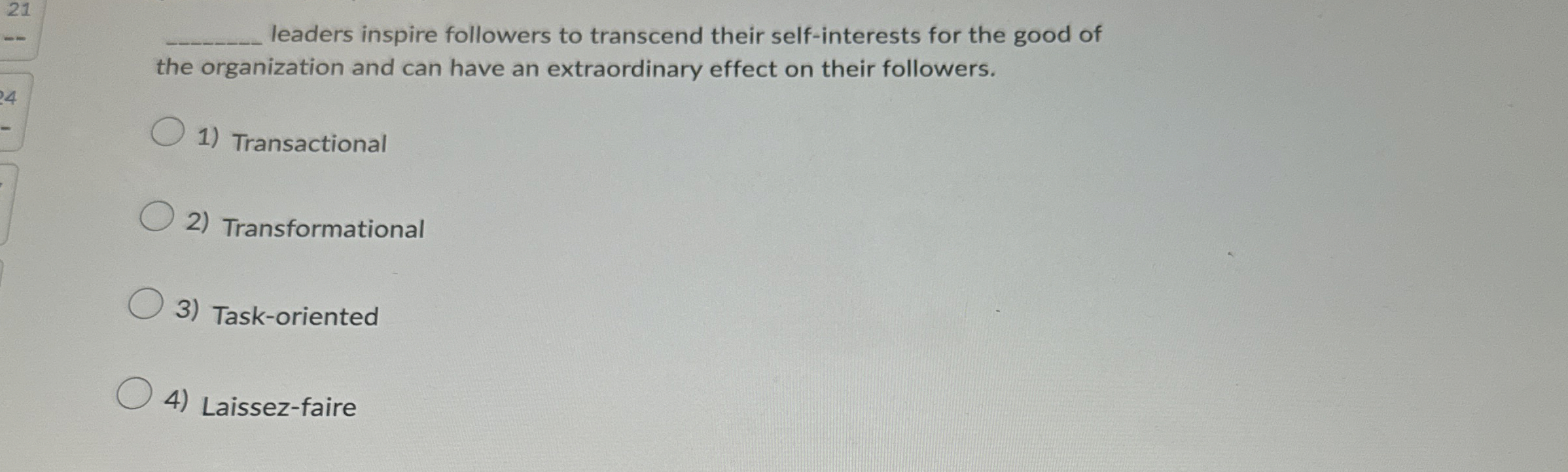 q , leaders inspire followers to transcend their