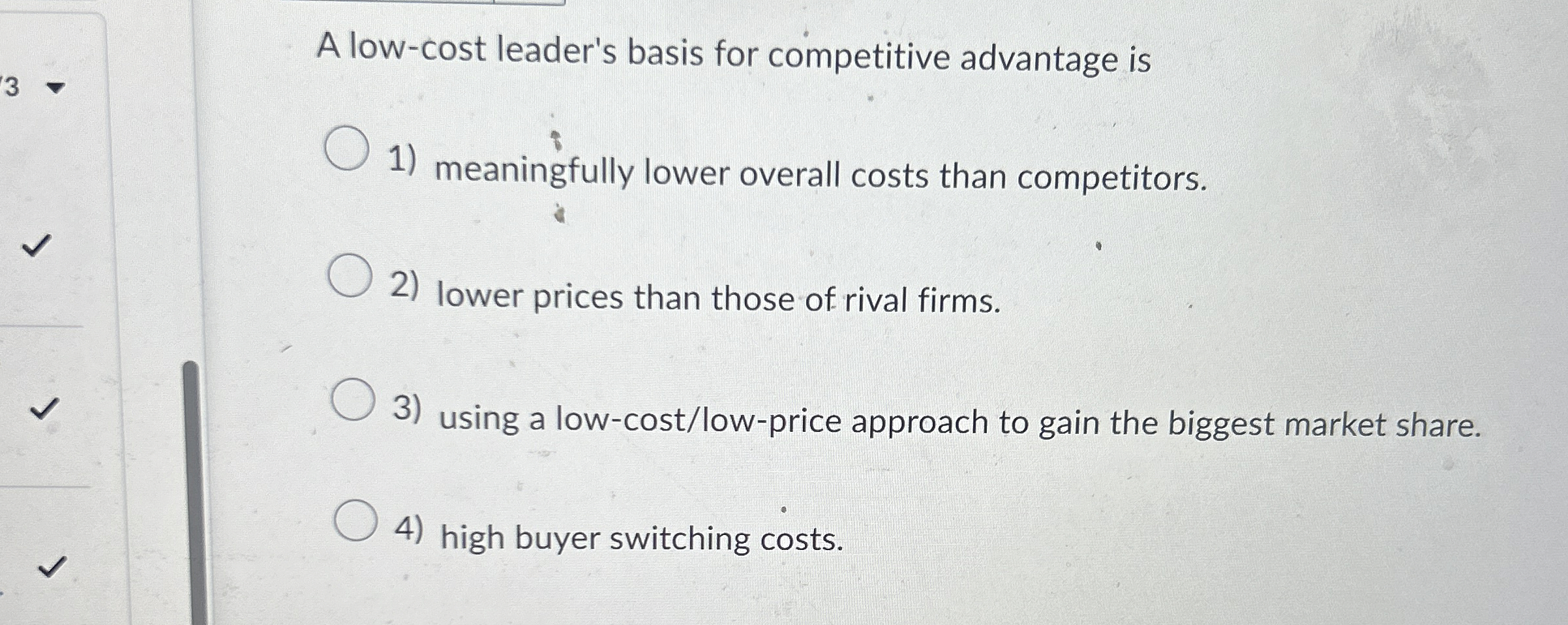 A low - cost leader's basis for competitive
