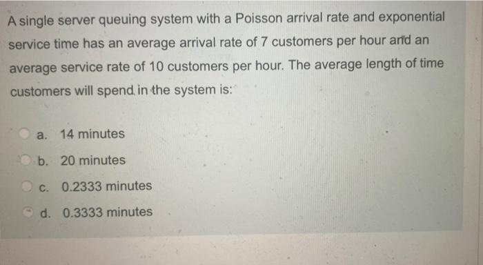 A single server queuing system with a Poisson