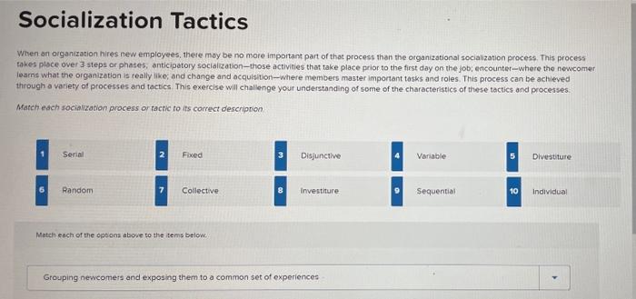 Socialization Tactics When an organization hires