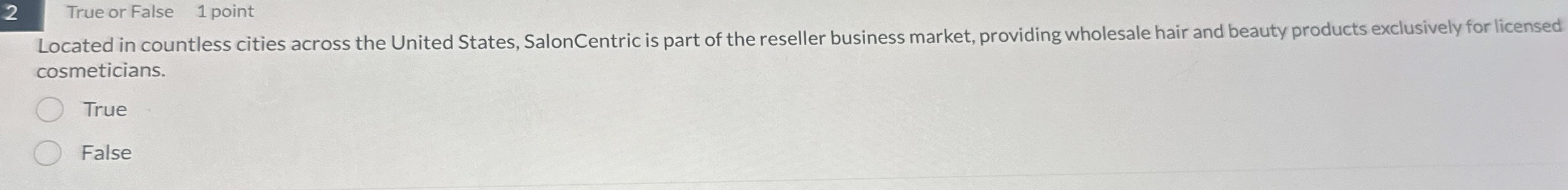 2 True or False 1 point Located in countless