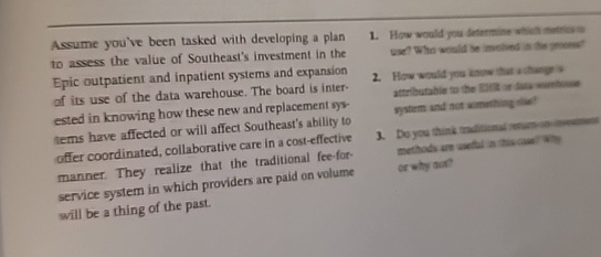 Assume you've been tasked with developing a plan