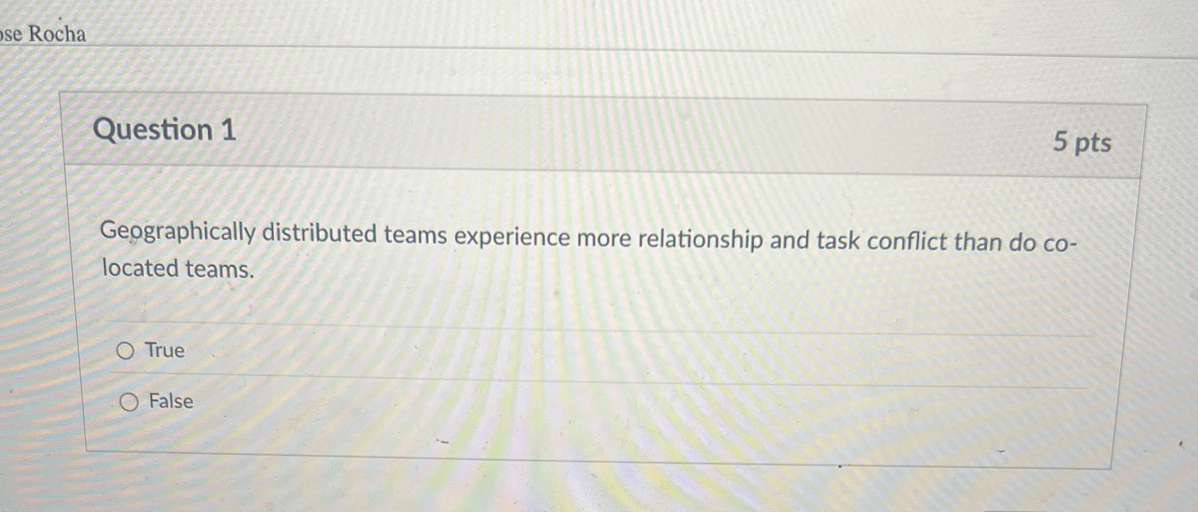 se Rocha Question 1 5 pts Geographically