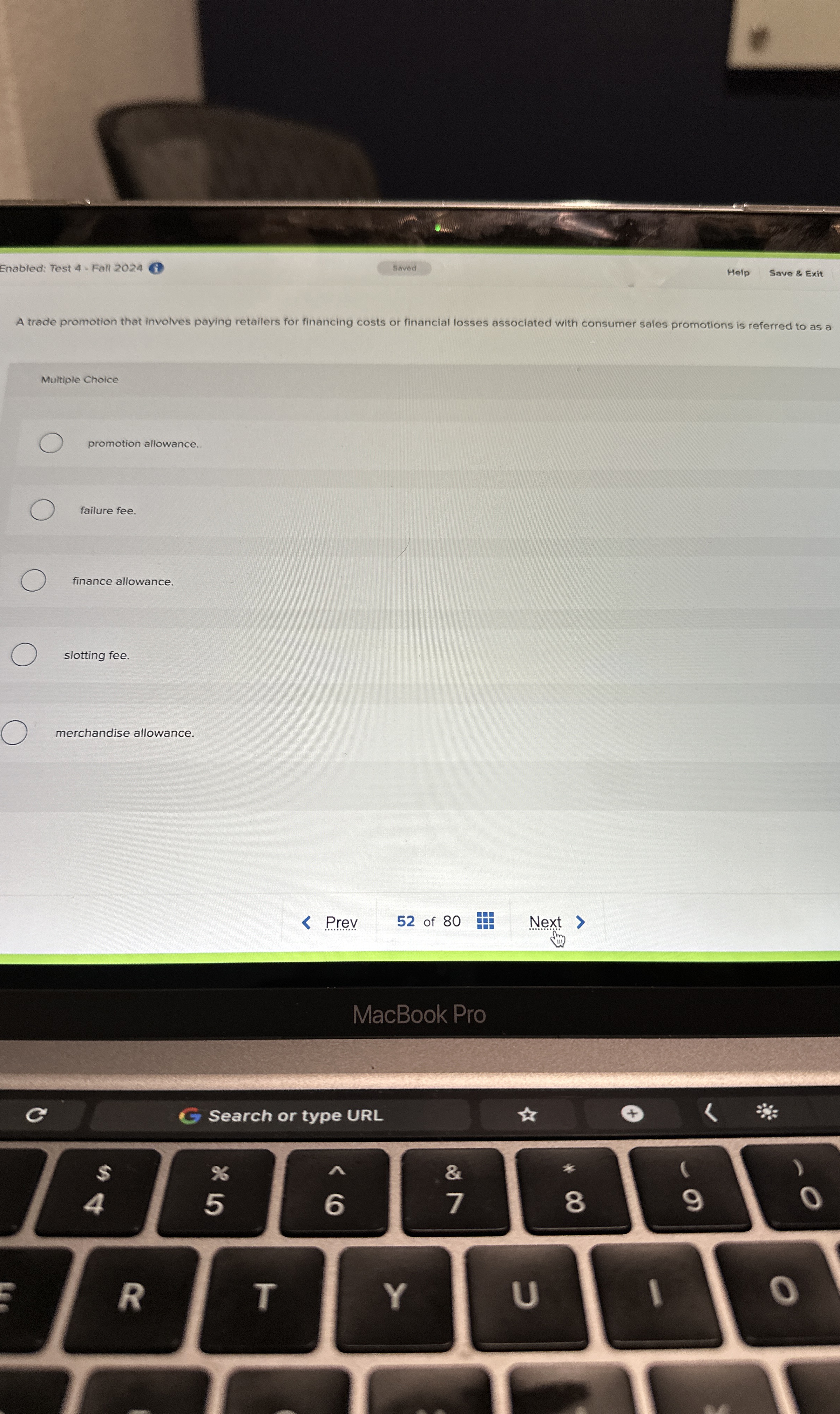 Enabled: Test 4 - Fall 2 0 2 4 Help Save & Exit A