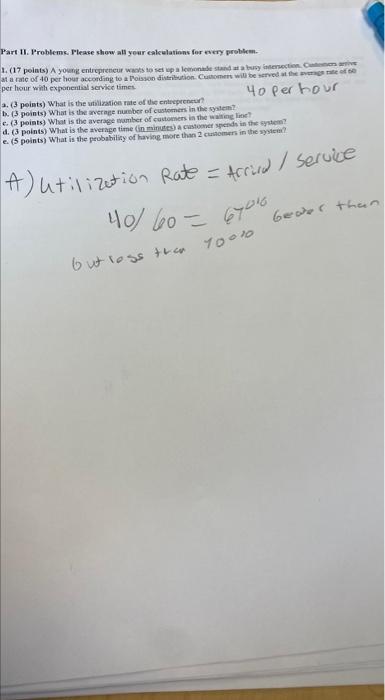 please help me with question b-e please Part II.