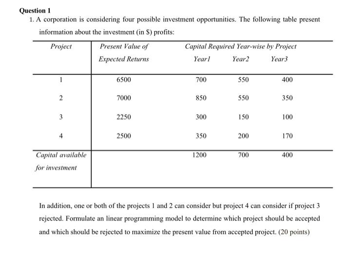 paper work showing all steps please Question 1 1.