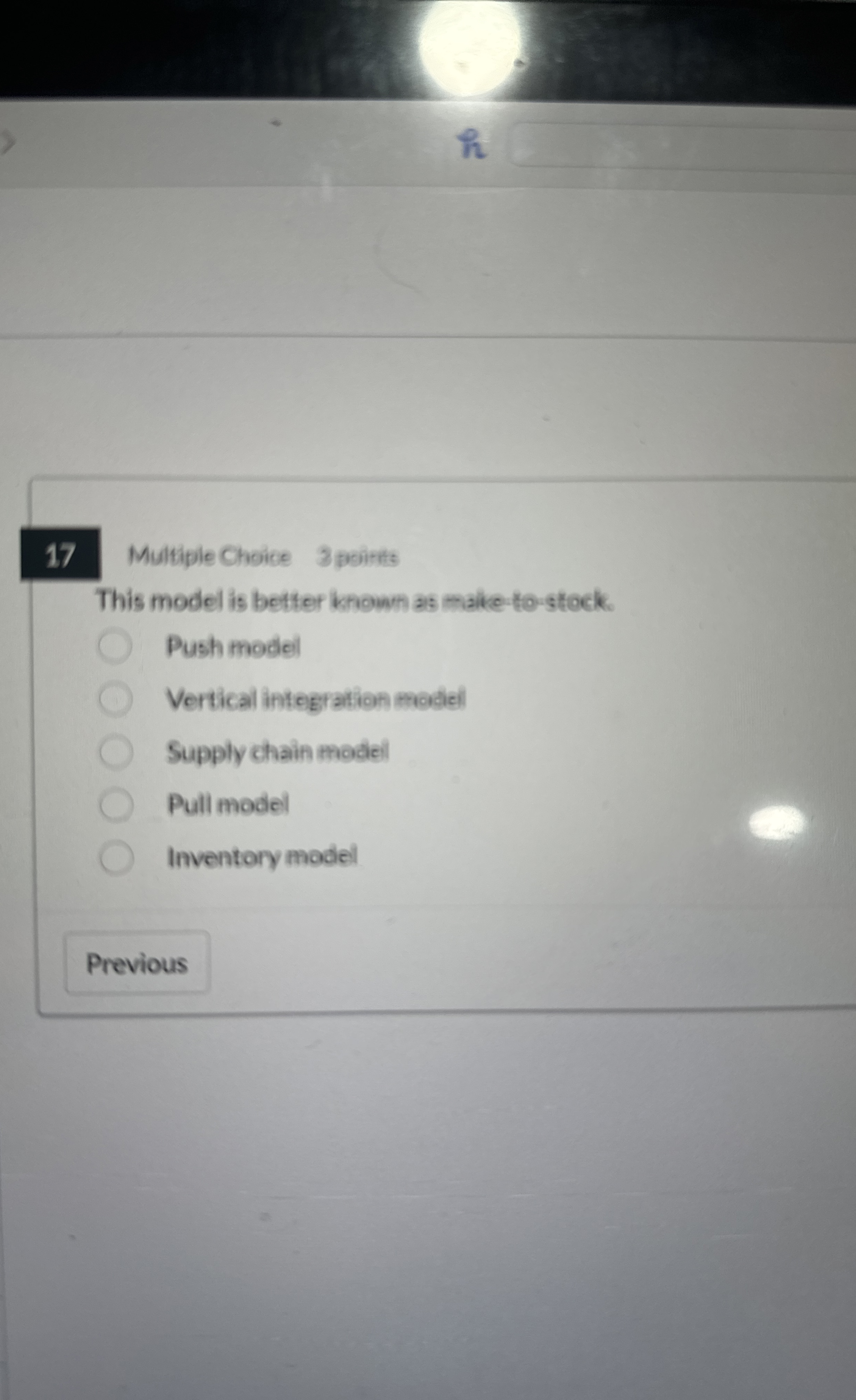 1 7 Multiple Choice 3 poirts This model is better