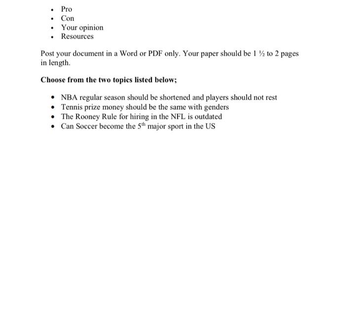 Pro Con Your opinion Resources Post your document