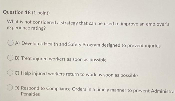 Question 18 (1 point) What is not considered a