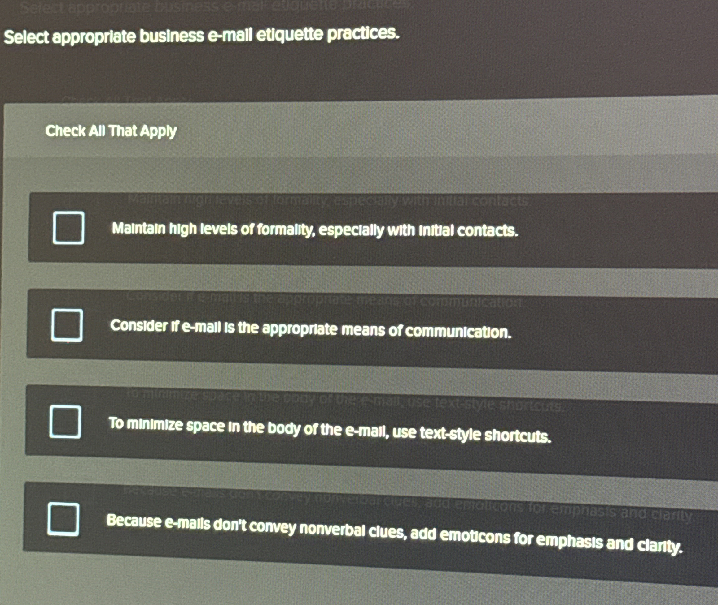 Select appropriate business e - mall etiquette