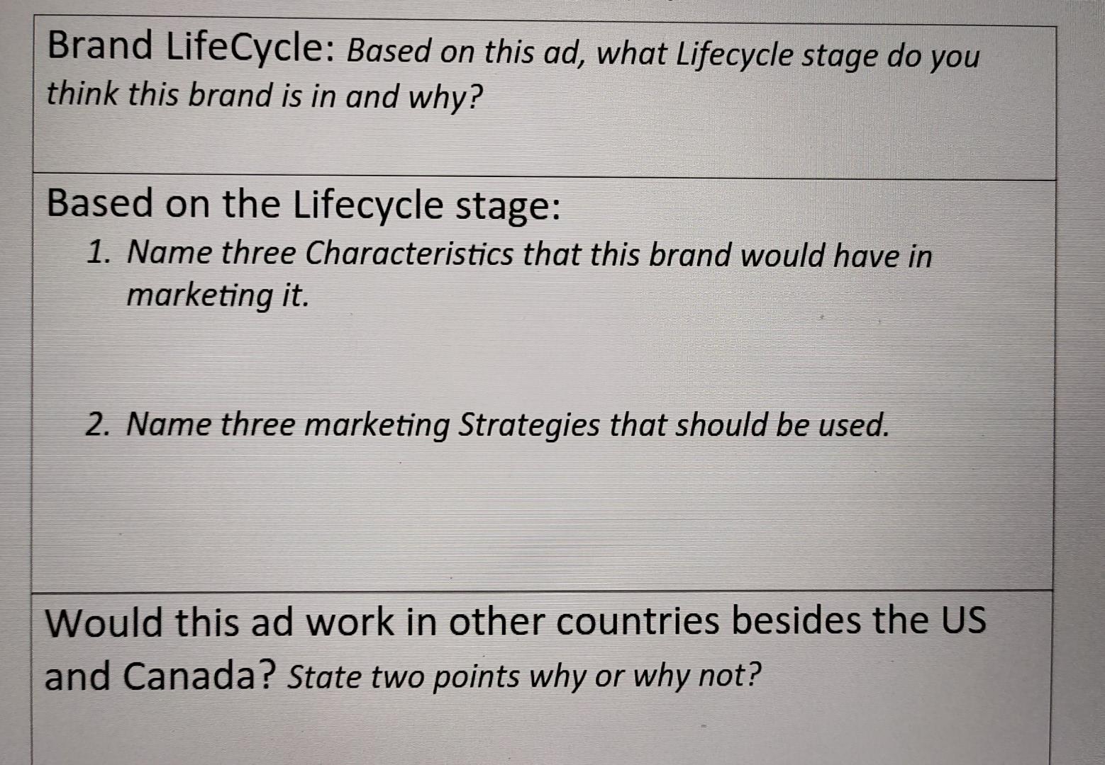 MKTG 716 Week#9 Week #9 Activity: LifeCycle