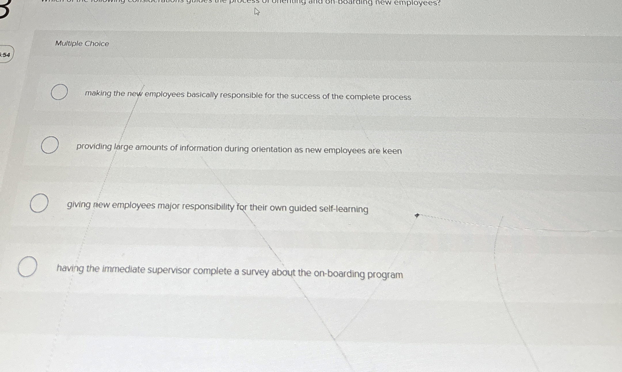 Multiple Choice making the new employees