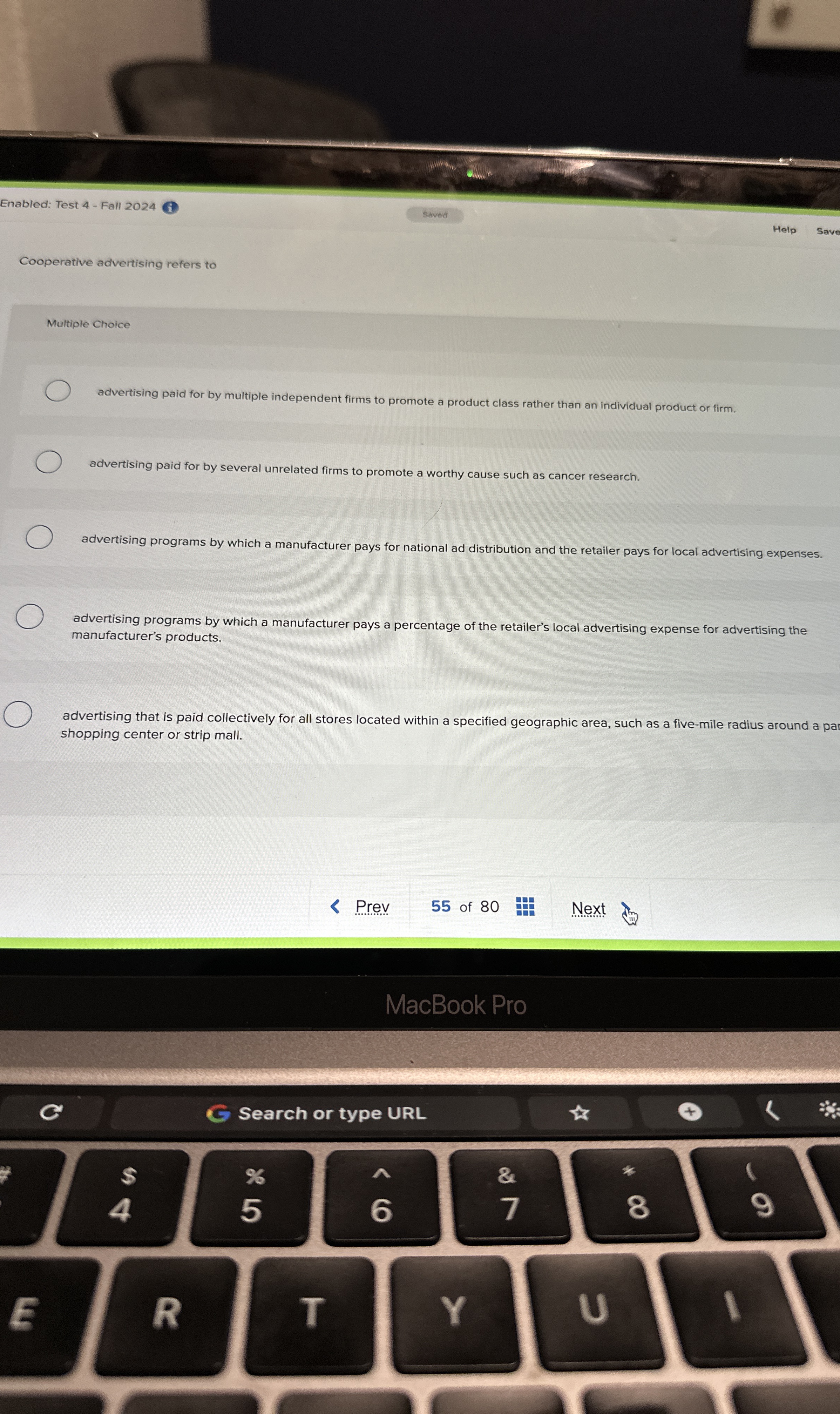Enabled: Test 4 - Fall 2 0 2 4 saved Help