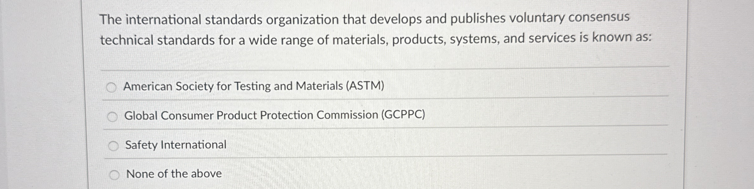 The international standards organization that