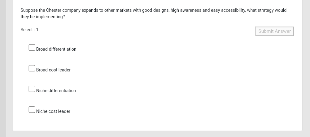 Suppose the Chester company expands to other