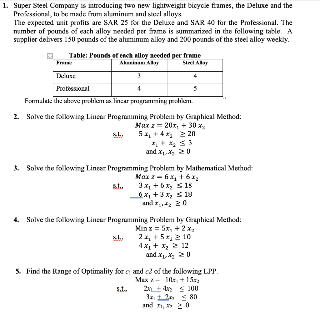1. Super Steel Company is introducing two new