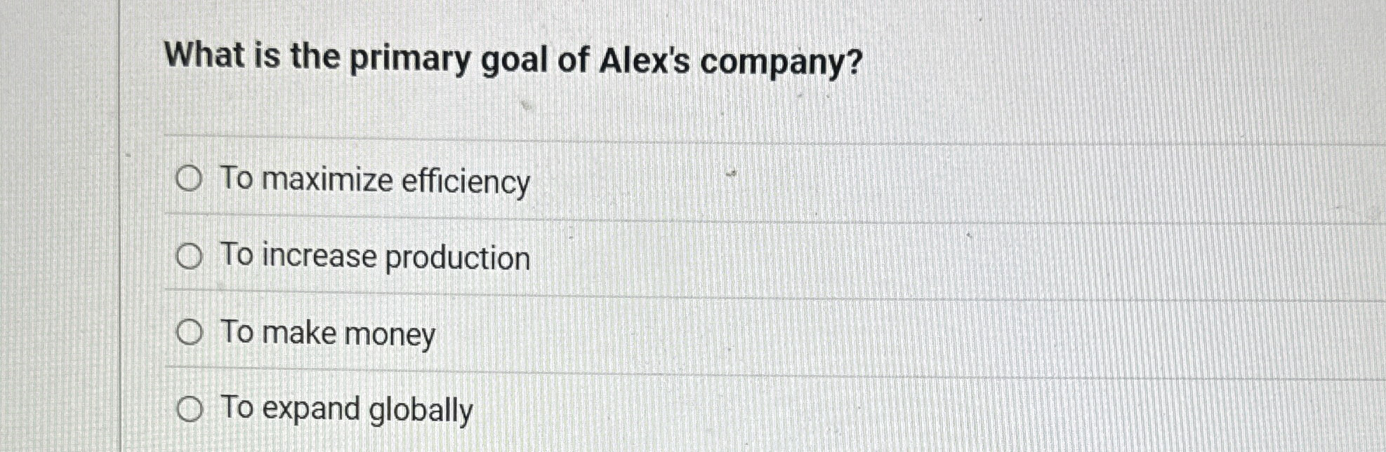 What is the primary goal of Alex's company? To