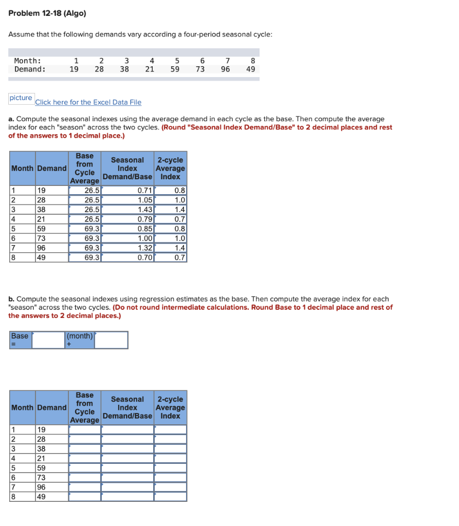 Problem 12-18 (Algo) Assume that the following