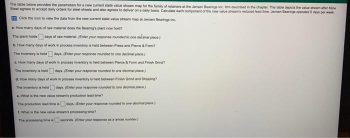 The table below provides the parameters for a new