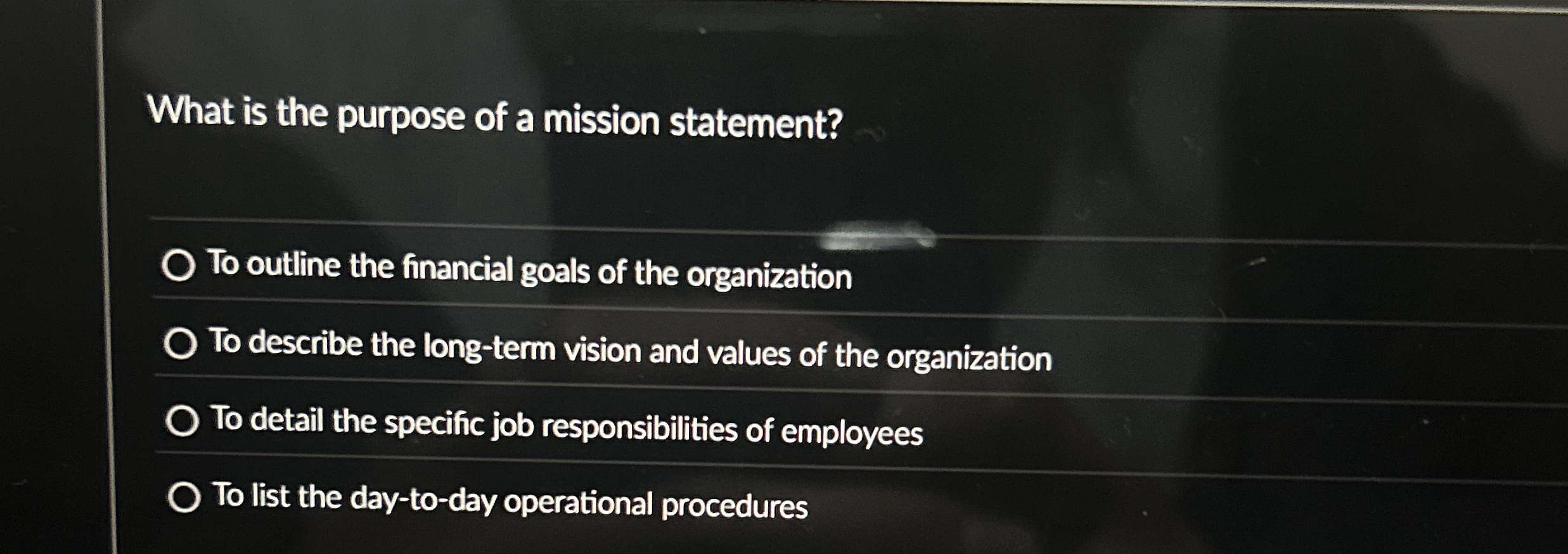 What is the purpose of a mission statement? To