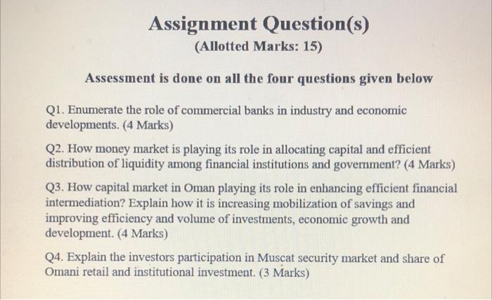 Assignment Question(s) (Allotted Marks: 15)