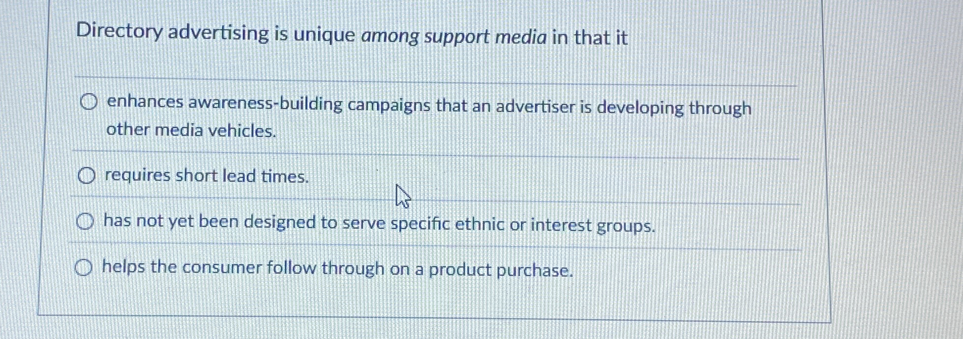 Directory advertising is unique among support