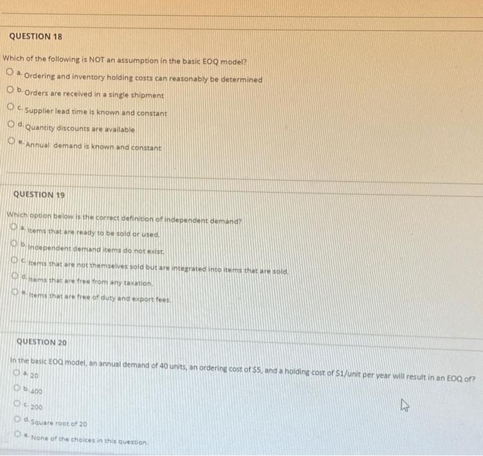 QUESTION 18 Which of the following is NOT an