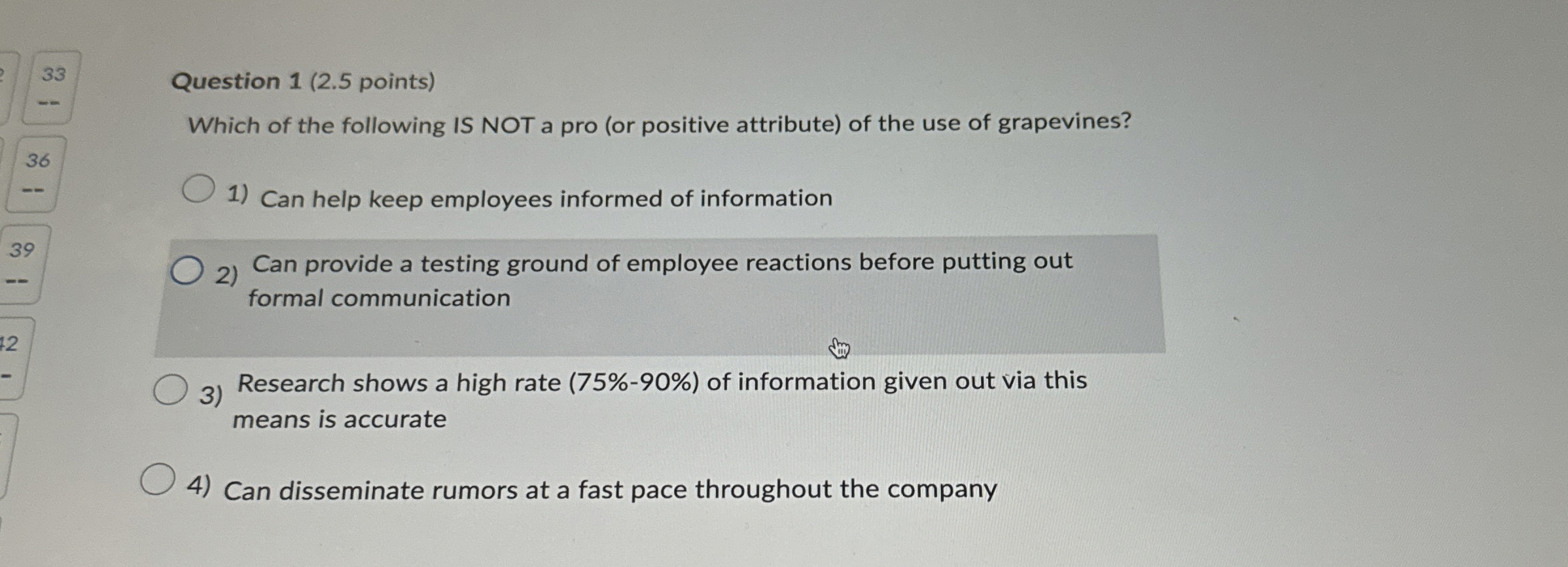 Question 1 ( 2 . 5 points ) Which of the