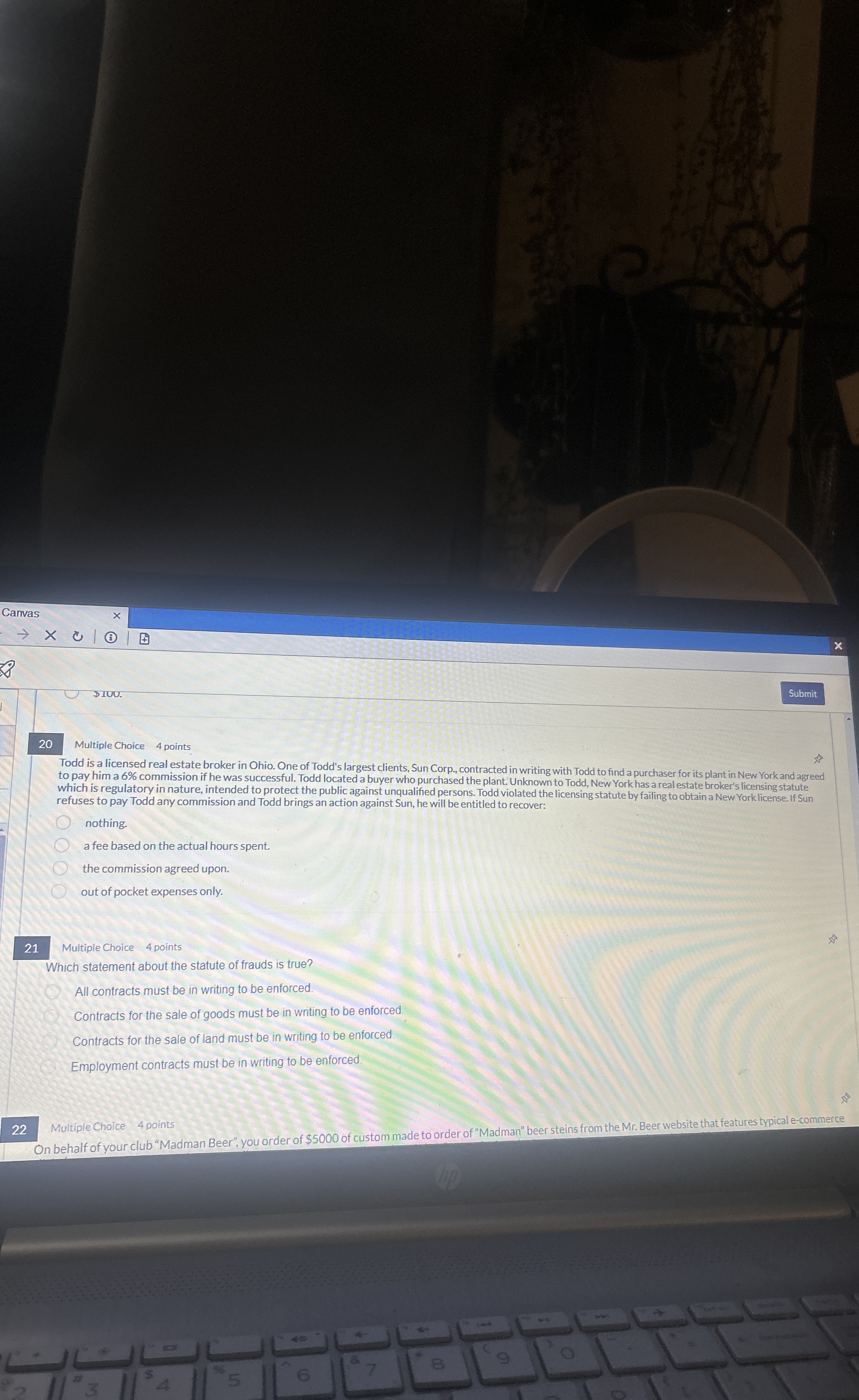 Canvas 2 0 Multiple Choice 4 points Todd is a