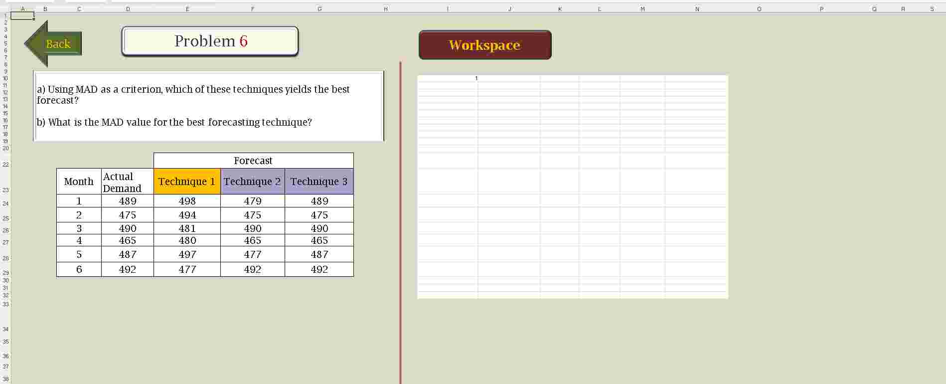 Problem 6 Workspace a ) Using MAD as a criterion,