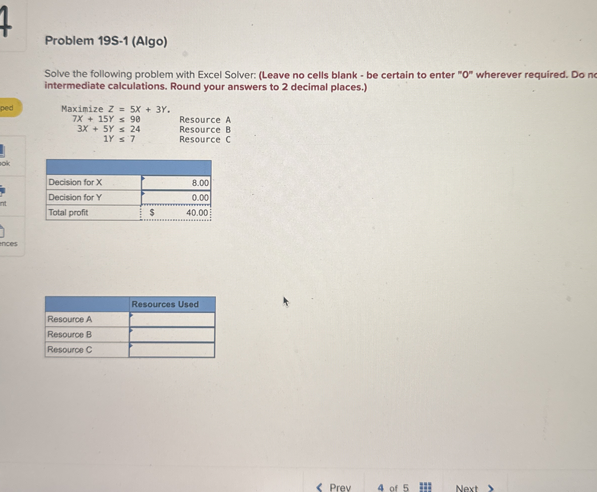 Problem 1 9 S - 1 ( Algo ) Solve the following