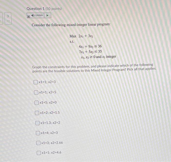 Question 1 (50 points) Listen Consider the