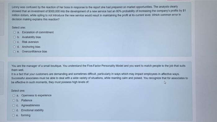 These questions Are from ORGB. please answer all