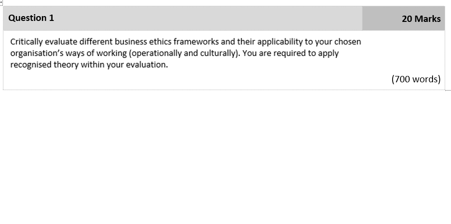 Question 1 20 Marks Critically evaluate different