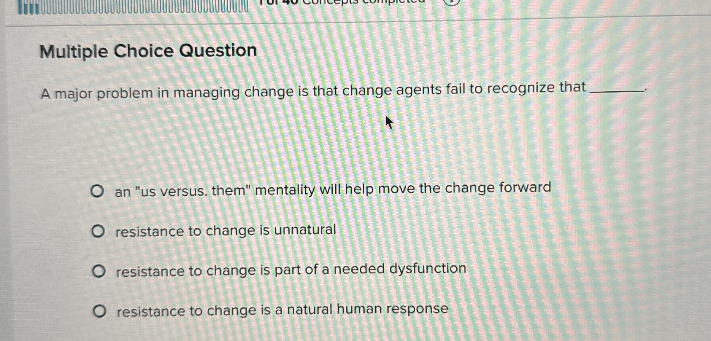 Multiple Choice Question A major problem in